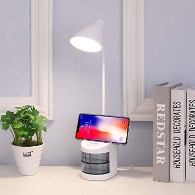 Picture of SUNMOON SM-7708 AC/DC Table Lamp Eye Protective Touch Control Reading Lamp With Pen Holder Desk Lamp -White