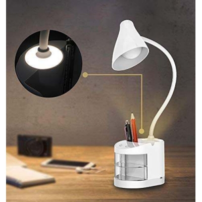 Picture of SUNMOON SM-7708 AC/DC Table Lamp Eye Protective Touch Control Reading Lamp With Pen Holder Desk Lamp -White