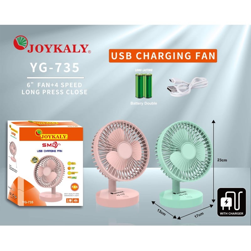 Picture of JOYKALY YG-735 rechargeable fan ac/dc 2400mAh Mini Fan charger fan