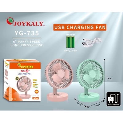 Picture of JOYKALY YG-735 rechargeable fan ac/dc 2400mAh Mini Fan charger fan