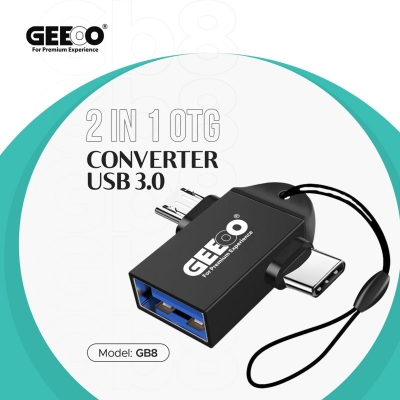 Picture of GEEOO GB-8 2 In 1 OTG Adapter Plug & Play OTG Type C Cable MicroUSB to USB Converter -Black
