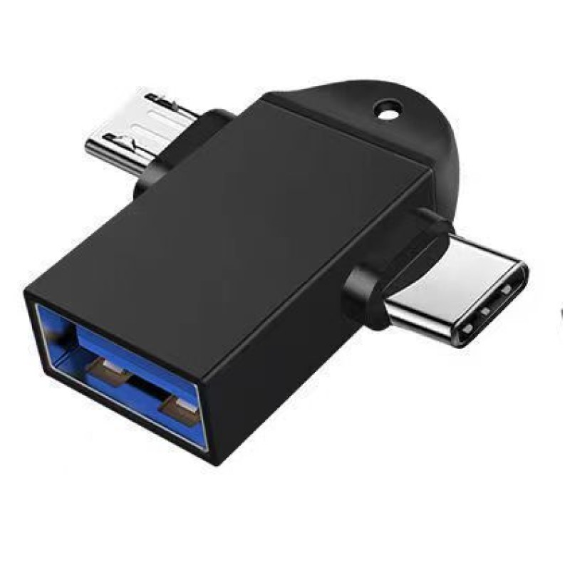 Picture of GEEOO GB-8 2 In 1 OTG Adapter Plug & Play OTG Type C Cable MicroUSB to USB Converter -Black