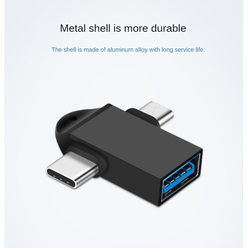 Picture of GEEOO GB-8 2 In 1 OTG Adapter Plug & Play OTG Type C Cable MicroUSB to USB Converter -Black