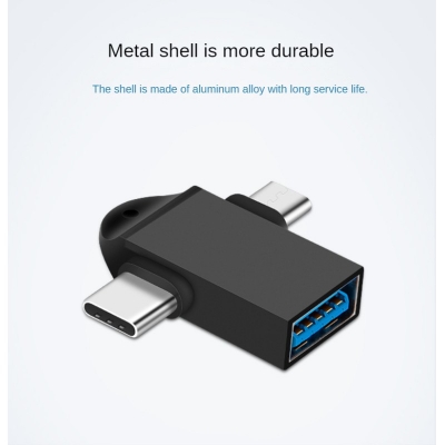 Picture of GEEOO GB-8 2 In 1 OTG Adapter Plug & Play OTG Type C Cable MicroUSB to USB Converter -Black