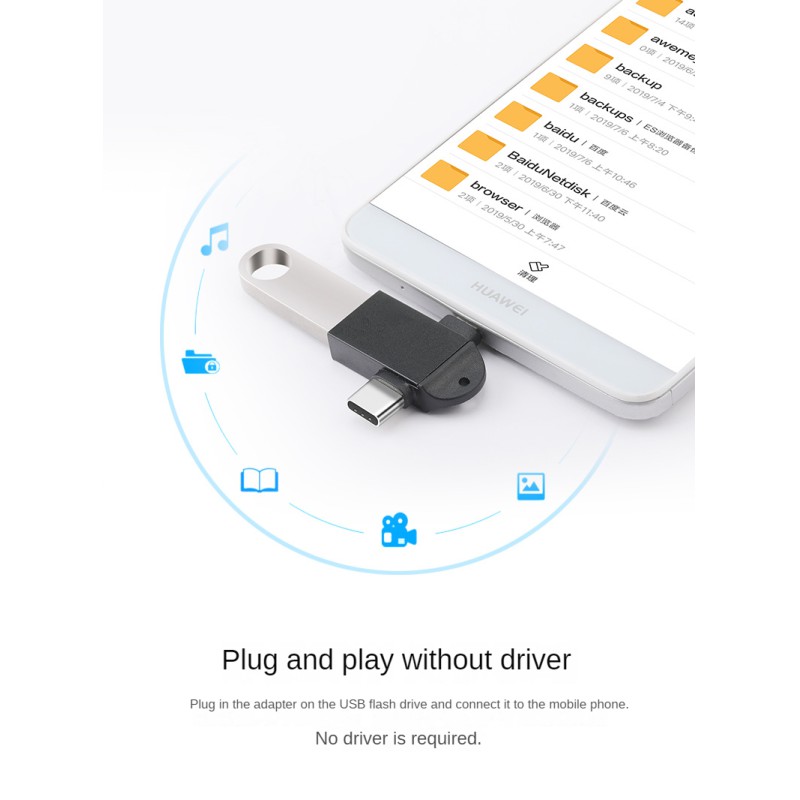 Picture of GEEOO GB-8 2 In 1 OTG Adapter Plug & Play OTG Type C Cable MicroUSB to USB Converter -Black