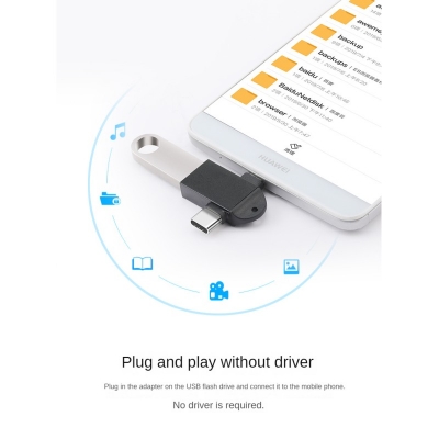 Picture of GEEOO GB-8 2 In 1 OTG Adapter Plug & Play OTG Type C Cable MicroUSB to USB Converter -Black