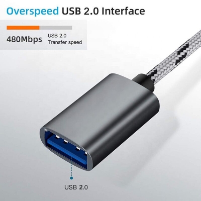 Picture of 2 in 1 OTG Cable MicroUSB Type C to USB 2.0 OTG Adapter Metal Body Braided Cable