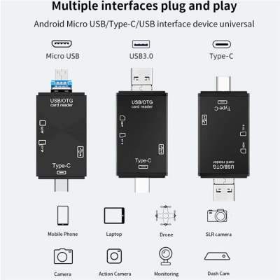 Picture of SPX OTG 6 in 1 Card Reader USB 2.0 All in One Card Reader for SD/TF Card/Type C/microUSB/USB