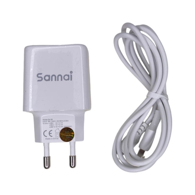 Picture of Sannai SA-40 Dual Port Charger 12W Fast Charging With MicroUSB Cable -White