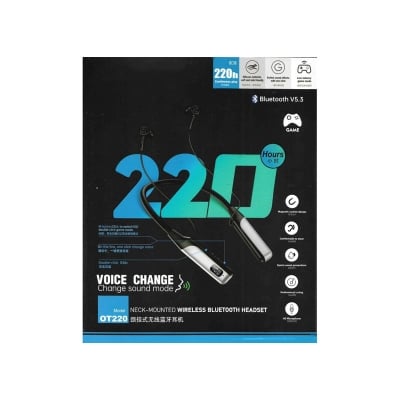 Picture of OneTech OT220 Bluetooth Headphone - Voice Changer, Neckband Design 220hr Wireless Earphone