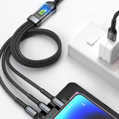 Picture of MDC-6C 3 in 1 USB Charger Cable 100W Fast Charging -Black