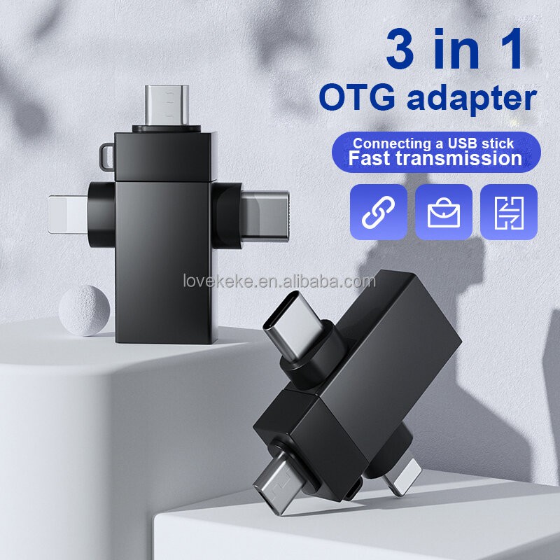 Picture of 3 In 1 OTG Adapter Lighting Type C Micro Usb To Usb 3.0 Converter