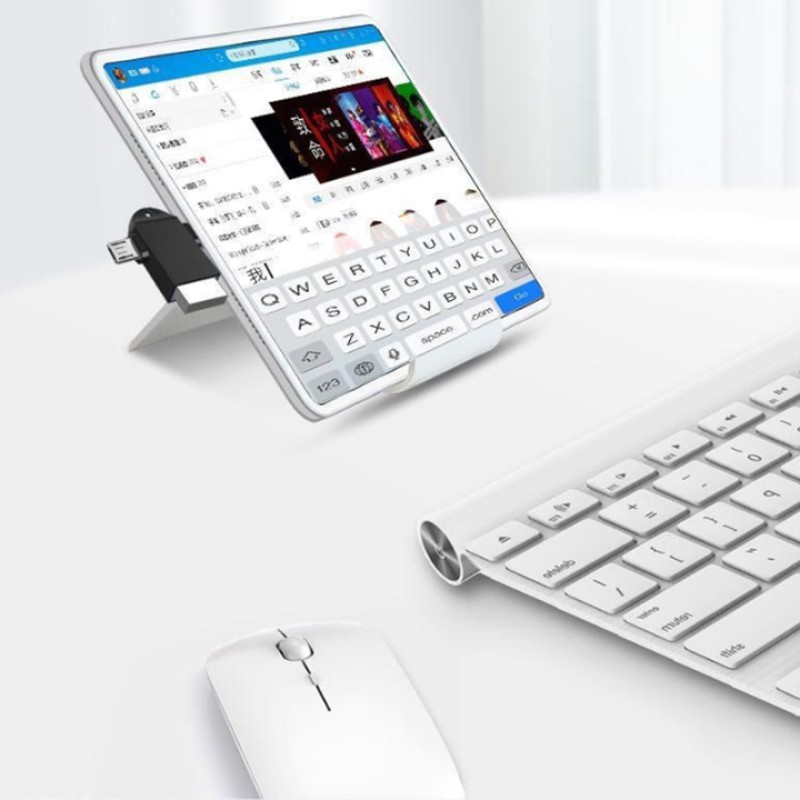 Picture of 2 in 1 OTG Adapter USB 2.0 Female To Micro USB Male and USB C Male Connector Aluminum Alloy on The Go Converter