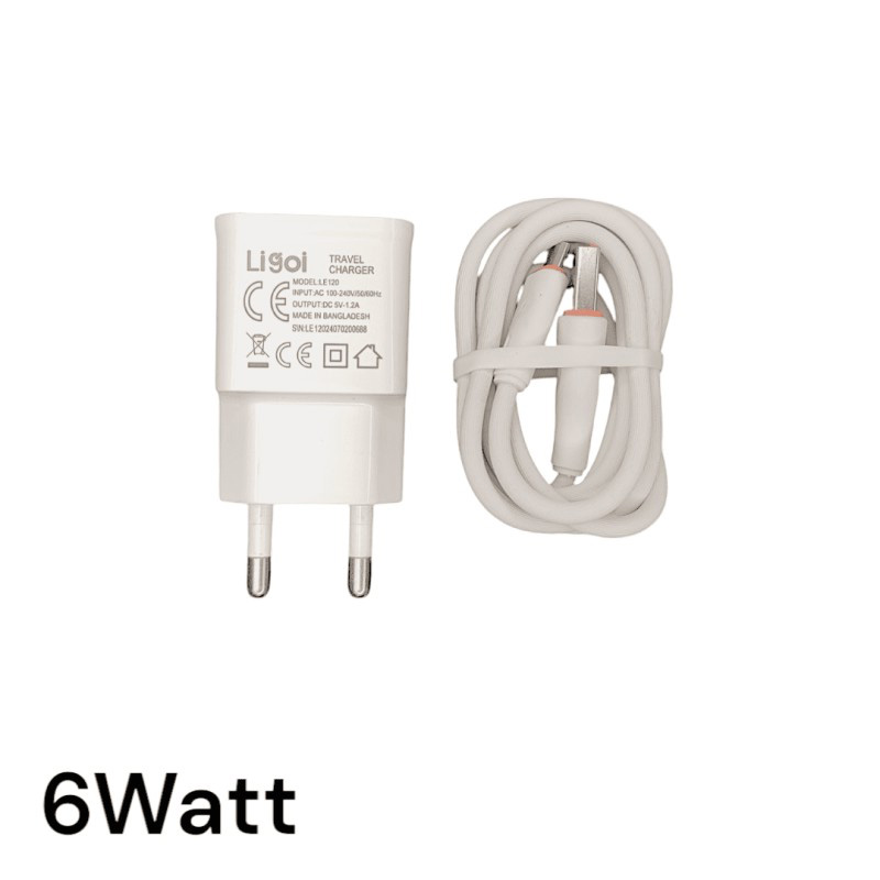 Picture of 6W Charger with Type B/Type C Cable for TWS Earbuds Smart Watch Neckband Speakers and Smart Devices -White