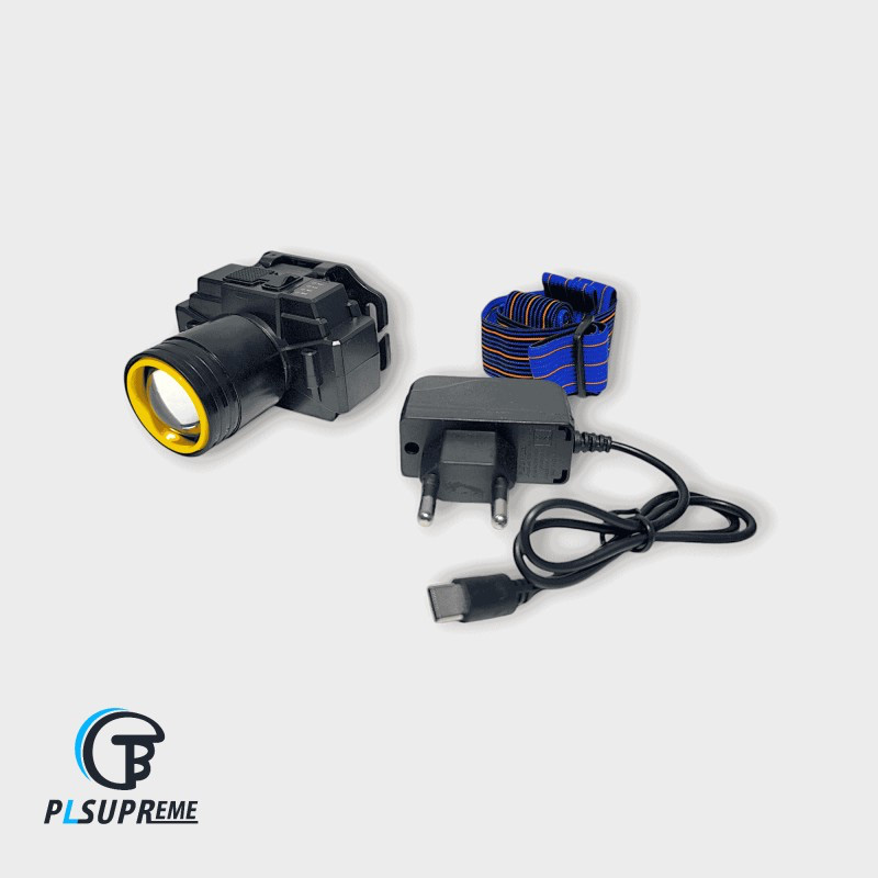 Picture of PLSUPREME PL-56 Powerfull 3W LED Zoom Head Lamp Light Rechargeable Torch -Black