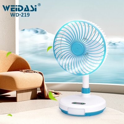 Picture of Weidasi WD-219 Table Fan Rechargeable Mini Fan High Power Charger Fan With LED Lamp -Multicolor