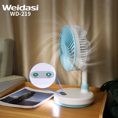 Picture of Weidasi WD-219 Table Fan Rechargeable Mini Fan High Power Charger Fan With LED Lamp -Multicolor