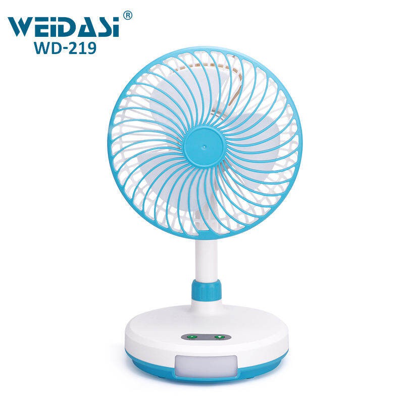 Picture of Weidasi WD-219 Table Fan Rechargeable Mini Fan High Power Charger Fan With LED Lamp -Multicolor