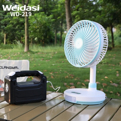 Picture of Weidasi WD-219 Table Fan Rechargeable Mini Fan High Power Charger Fan With LED Lamp -Multicolor