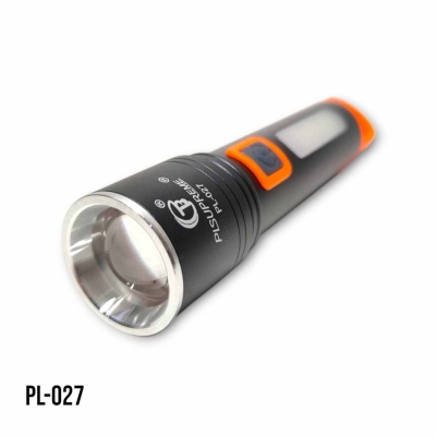 Picture of Multifunction Zoom Torch Light PL-027 LED Rechargeable Flashlight with COB Light -Black