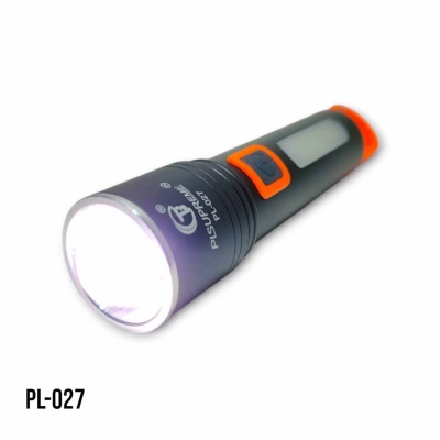 Picture of Multifunction Zoom Torch Light PL-027 LED Rechargeable Flashlight with COB Light -Black