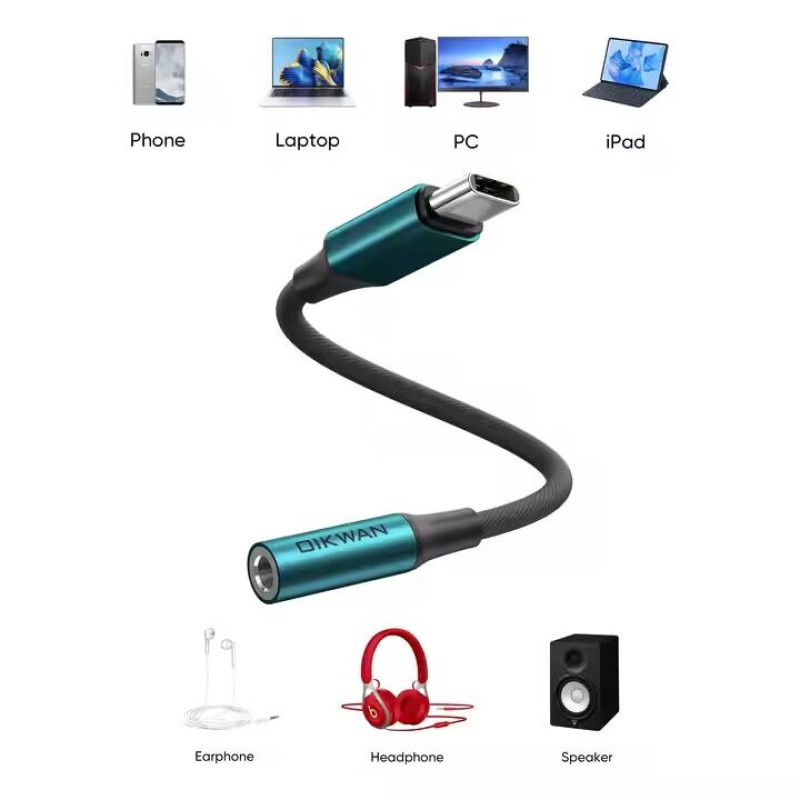 Picture of Type C to 3.5mm Jack Female Audio Adapter – Premium Quality | Braided Cable | Metal Body | Type-C to Aux Converter