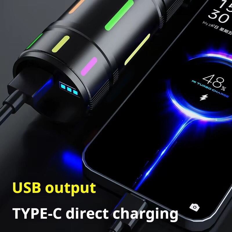 Picture of KINSACH KS-885 Torch Light High Power LED Zoom Flash light With Power Bank -Black