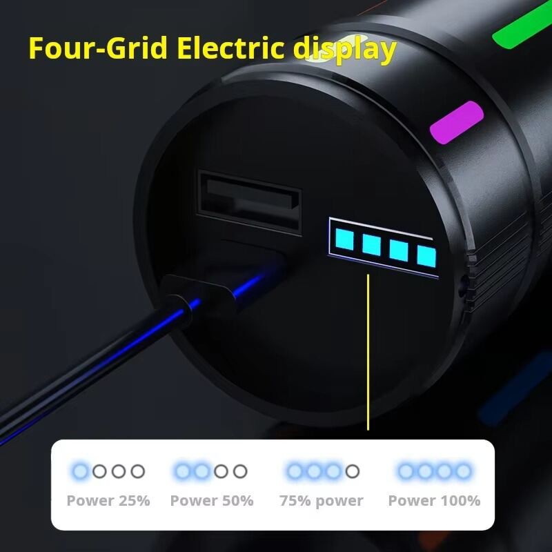 Picture of KINSACH KS-885 Torch Light High Power LED Zoom Flash light With Power Bank -Black