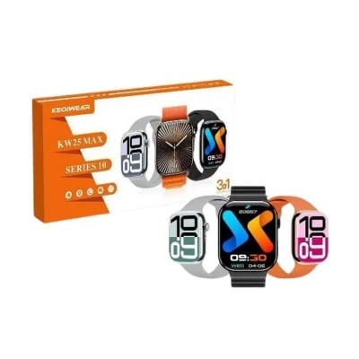 Picture of KEQIWEAR KW25 MAX Smart Watch – AMOLED Full HD Display, Health & Fitness Tracker, 3 Straps, Android & iOS Compatible