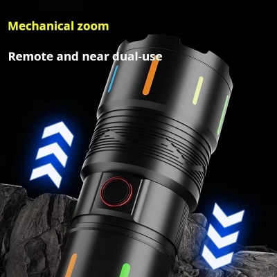 Picture of KINSACH KS-662 Aluminium Alloy Long Range Flashlight – 20W White Laser, 7200mAh Rechargeable Battery, Type-C Charging, Powerbank Function, Waterproof -Black