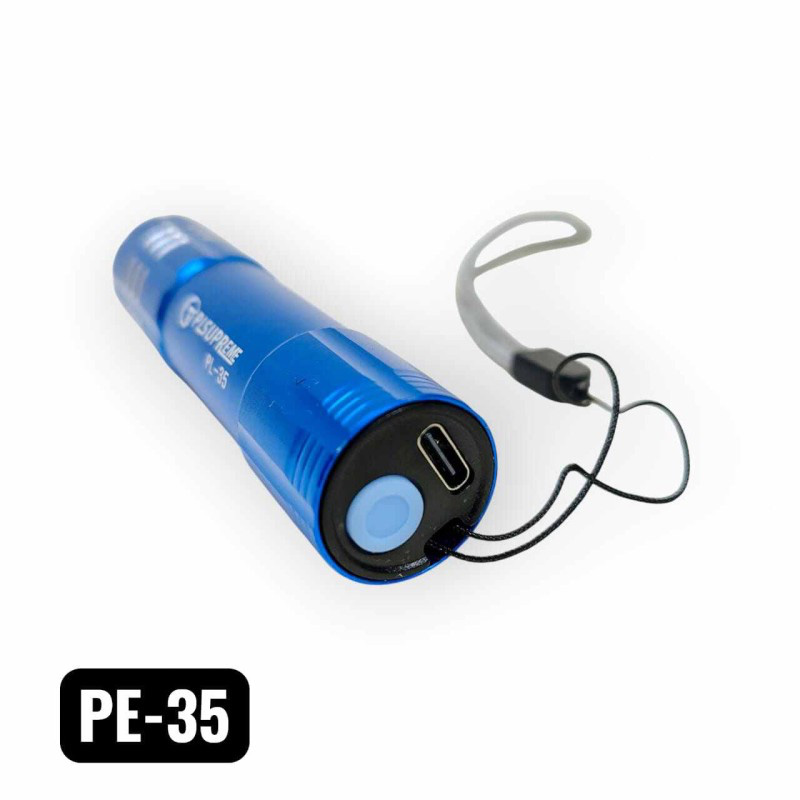 Picture of PLSUPREME PL-35 Mini Powerful Flashlight | 300mAh | Type-C Rechargeable | Metal Body | Compact Torch Light