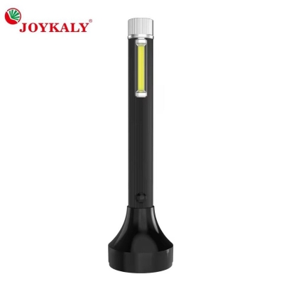 Picture of JOYKALY YG-2081 Powerful Rechargeable Flashlight with COB Light | 5+5W Ultra Bright LED Torch | 2400mAh Long Backup Battery | Type-C Fast Charging | 500m Long Range | Free Charger Included -Black