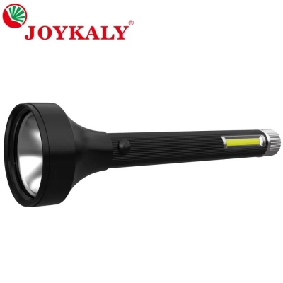 Picture of JOYKALY YG-2081 Powerful Rechargeable Flashlight with COB Light | 5+5W Ultra Bright LED Torch | 2400mAh Long Backup Battery | Type-C Fast Charging | 500m Long Range | Free Charger Included -Black