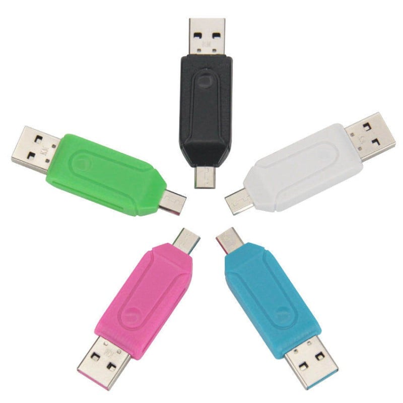 Picture of 2-in-1 USB & microUSB OTG Card Reader Adapter | USB 2.0 OTG Reader for Micro SD/TF & SD Cards | Mobile Phone Memory Expansion | High-Speed Data Transfer