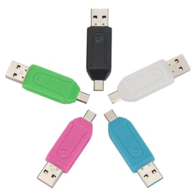 Picture of 2-in-1 USB & microUSB OTG Card Reader Adapter | USB 2.0 OTG Reader for Micro SD/TF & SD Cards | Mobile Phone Memory Expansion | High-Speed Data Transfer