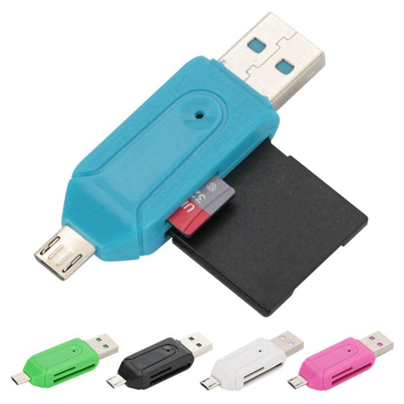 Picture of 2-in-1 USB & microUSB OTG Card Reader Adapter | USB 2.0 OTG Reader for Micro SD/TF & SD Cards | Mobile Phone Memory Expansion | High-Speed Data Transfer