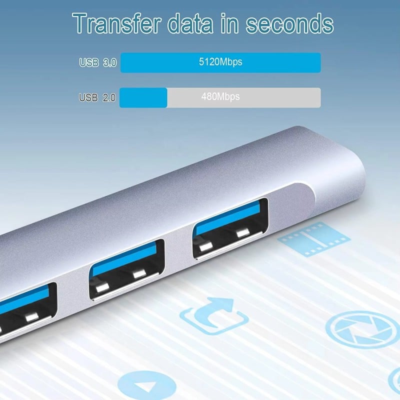 Picture of Delinco 4 Ports USB 3.0 HUB for Laptop Desktop Tablet PC