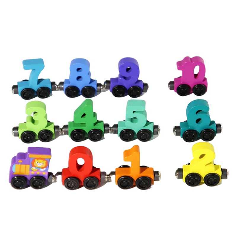 Picture of 1 Set Wooden Magnetic Number Train Toys Montessori Educational Toy Train Kit Early Cognition Learning Teaching Sets For Toddlers