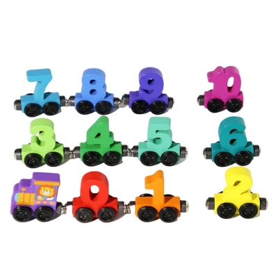 Picture of 1 Set Wooden Magnetic Number Train Toys Montessori Educational Toy Train Kit Early Cognition Learning Teaching Sets For Toddlers