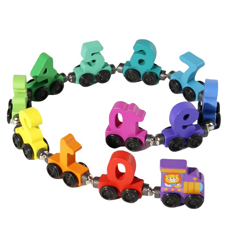 Picture of 1 Set Wooden Magnetic Number Train Toys Montessori Educational Toy Train Kit Early Cognition Learning Teaching Sets For Toddlers
