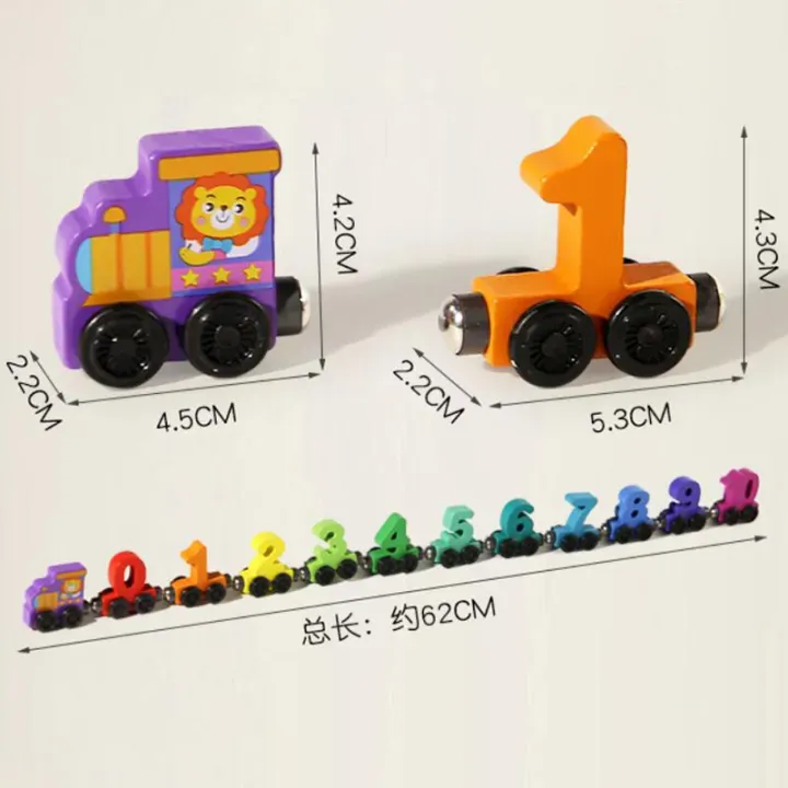 Picture of 1 Set Wooden Magnetic Number Train Toys Montessori Educational Toy Train Kit Early Cognition Learning Teaching Sets For Toddlers
