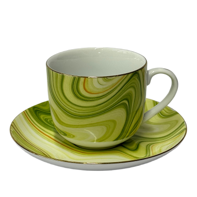 Picture of Ceramic Tea Cup & Saucer Set – Lime Green Cream