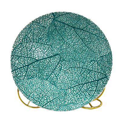 Picture of Ceramic Dessert Plate – Leaf Vein (Intricate Icy Turquoise), 21.5cm
