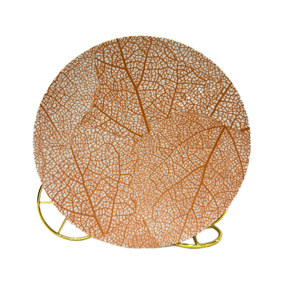 Picture of Ceramic Dessert Plate – Leaf Vein (Intricate Beige Rose), 21.5cm