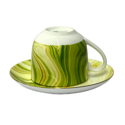 Picture of Ceramic Tea Cup & Saucer Set – Lime Green Cream
