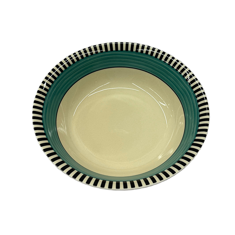 Picture of Ceramic Salad Bowl – Striped Teal, 20cm
