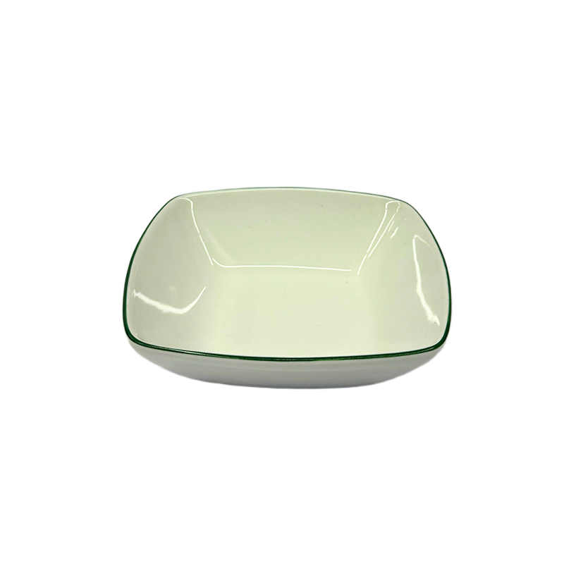 Picture of Ceramic Square Fruit Bowl – Green Rim, 13cm