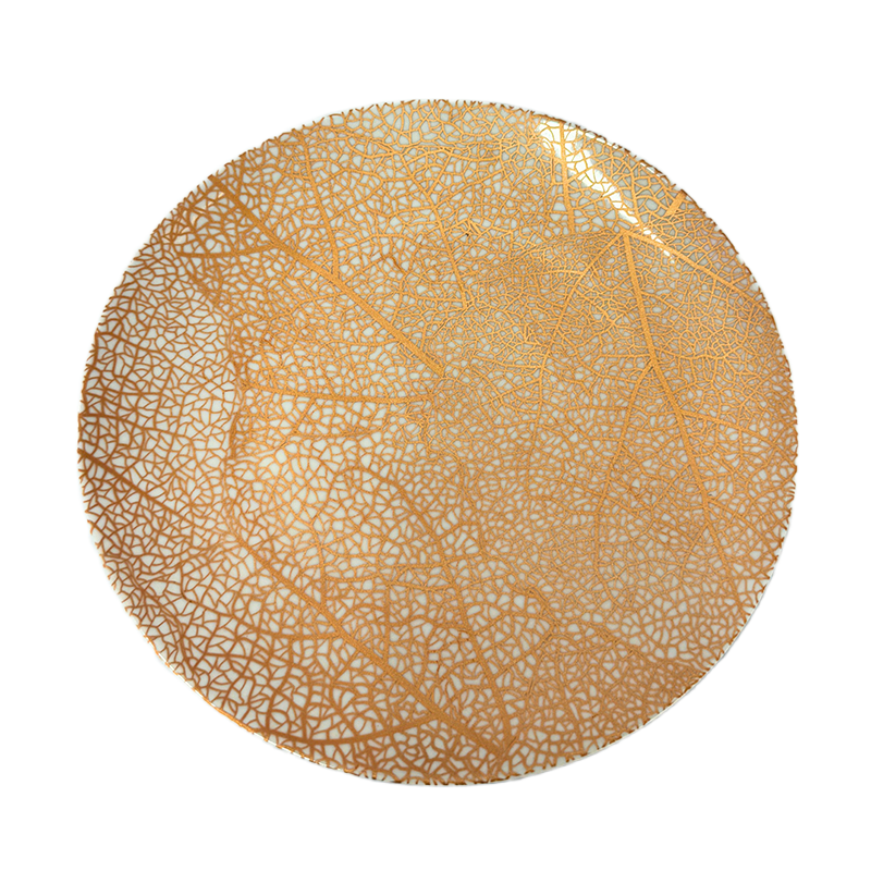 Picture of Ceramic Dessert Plate – Leaf Vein (Intricate Beige Rose), 21.5cm
