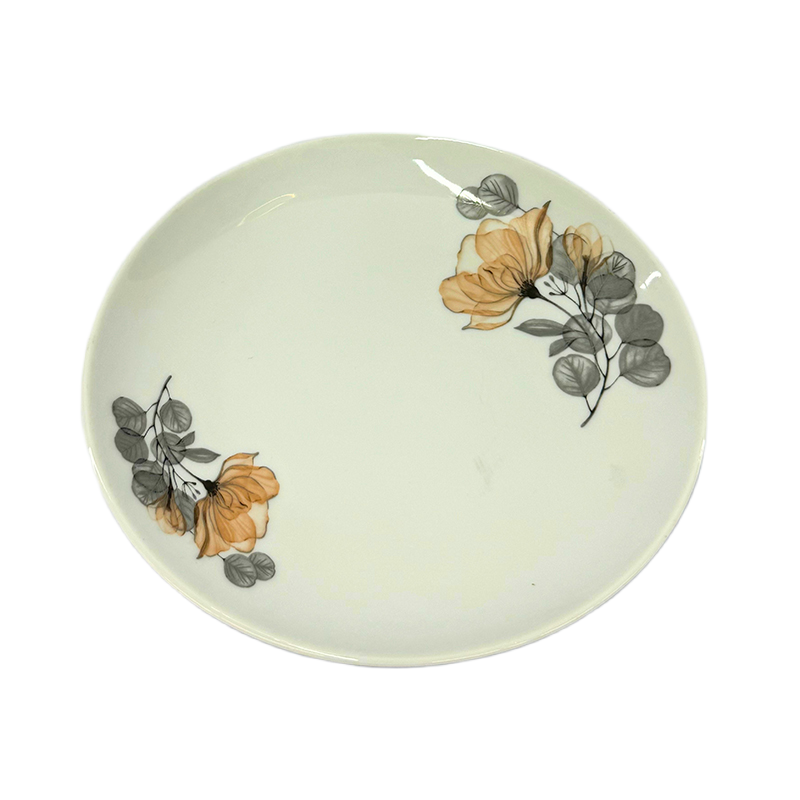 Picture of Ceramic Dessert Plate – Gray Floral, 20.5cm