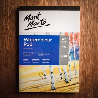 Picture of Mont Marte Premium Watercolour Pad German Paper 180gsm A5 15 Sheet White